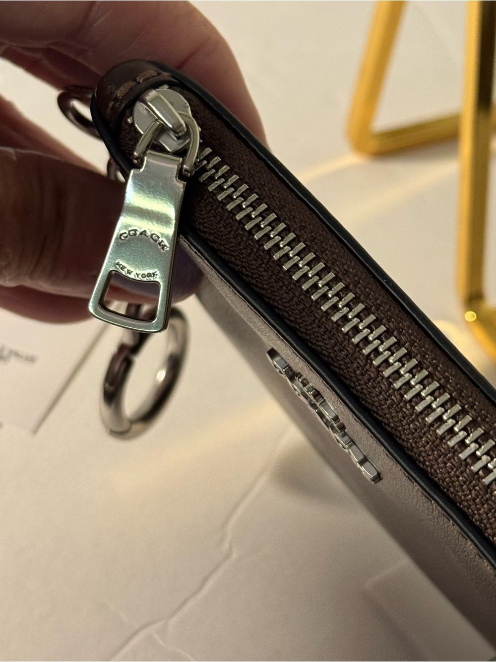 NWT Coach Small Corner Zip Wallet CFA27 Maple Brown Silver Charm - Picture 5 of 12